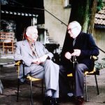 Eranos 1977 - Scholem et Corbin, sur la terrasse sous les cèdres